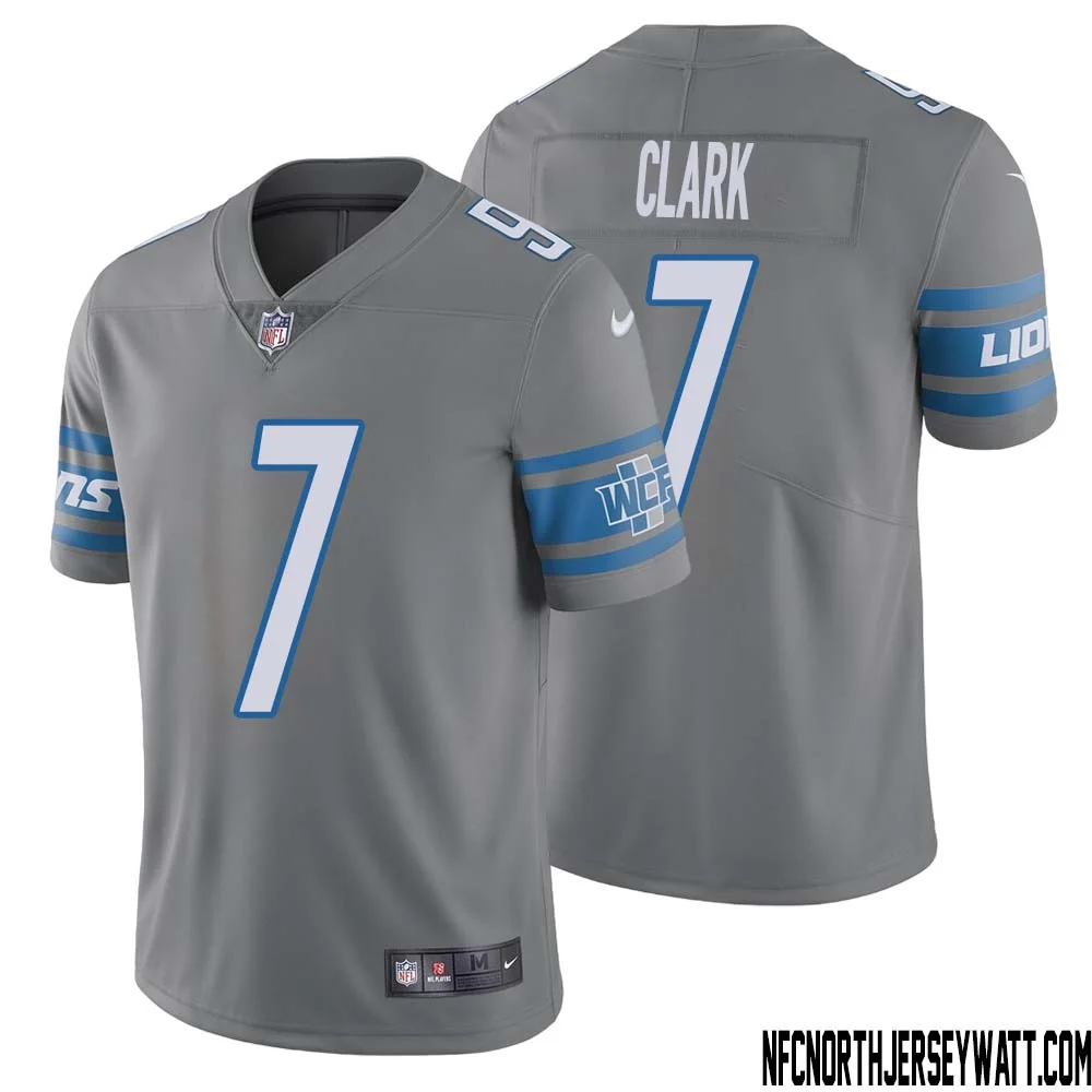 Dutch Clark No 7 Men Steel Detroit Lions Vapor Untouchable Color Rush Limited Player Jersey