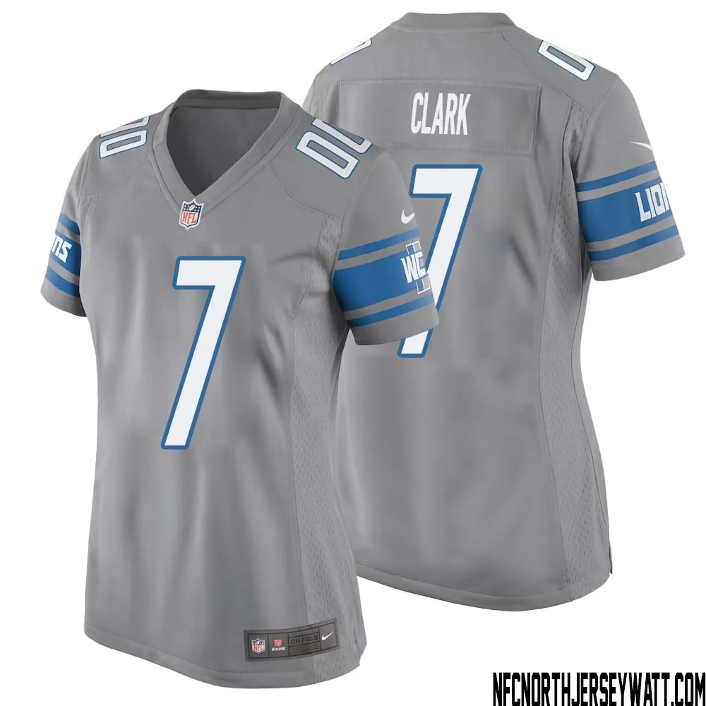 Dutch Clark No 7 Women Gray Detroit Lions Player Alternate Game Jersey 1