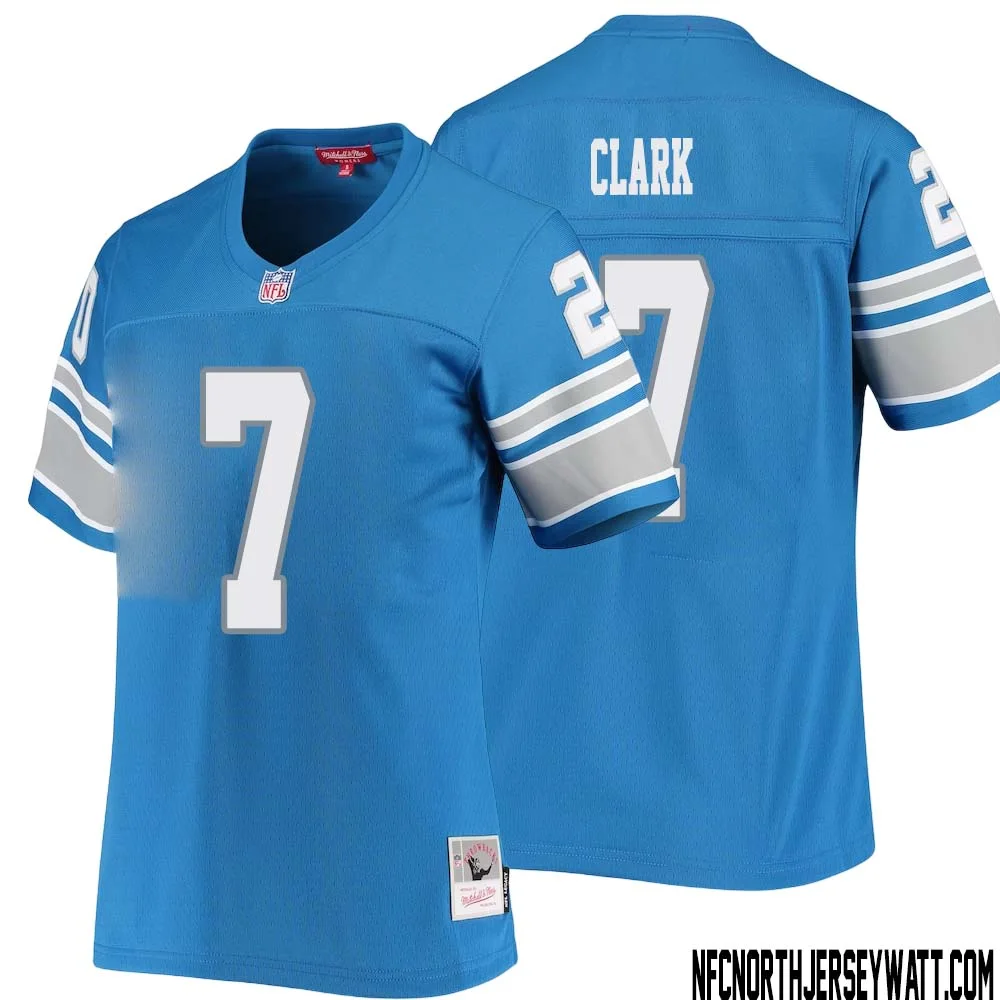 Dutch Clark No 7 Women Mitchell Ness Blue Detroit Lions 1996 Legacy Replica Jersey 1