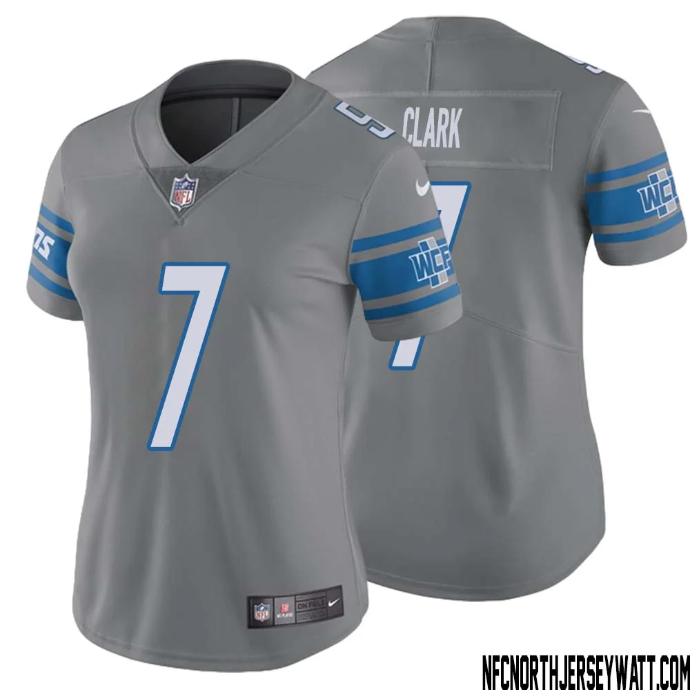 Dutch Clark No 7 Women Steel Detroit Lions Vapor Untouchable Color Rush Limited Player Jersey