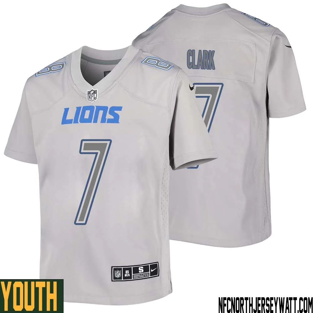 Dutch Clark No 7 Youth Gray Detroit Lions Atmosphere Fashion Game Jersey 1