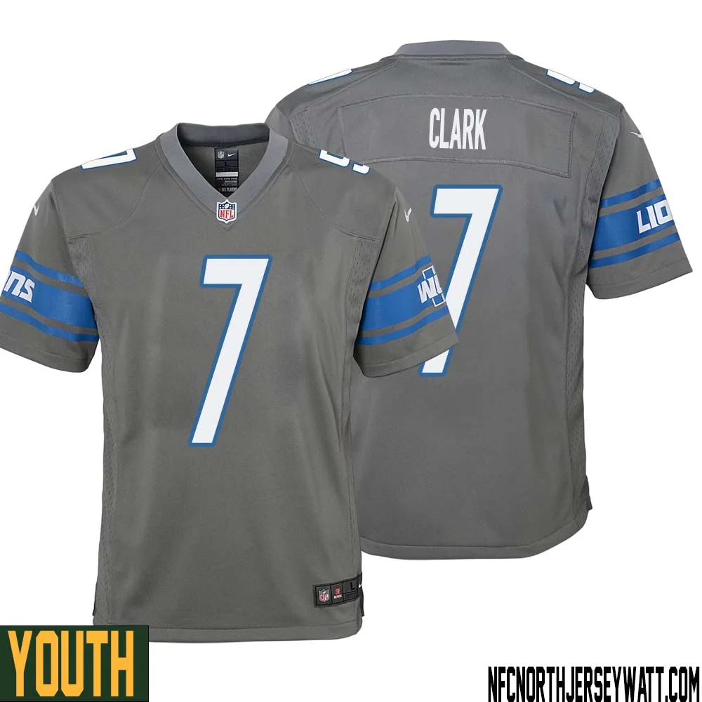 Dutch Clark No 7 Youth Gray Detroit Lions Player Alternate Game Jersey