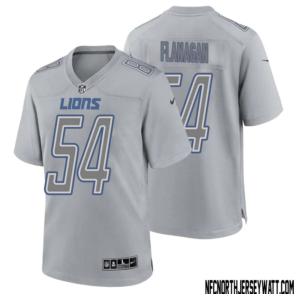 Ed Flanagan No 54 Men Gray Detroit Lions Atmosphere Fashion Game Jersey 1