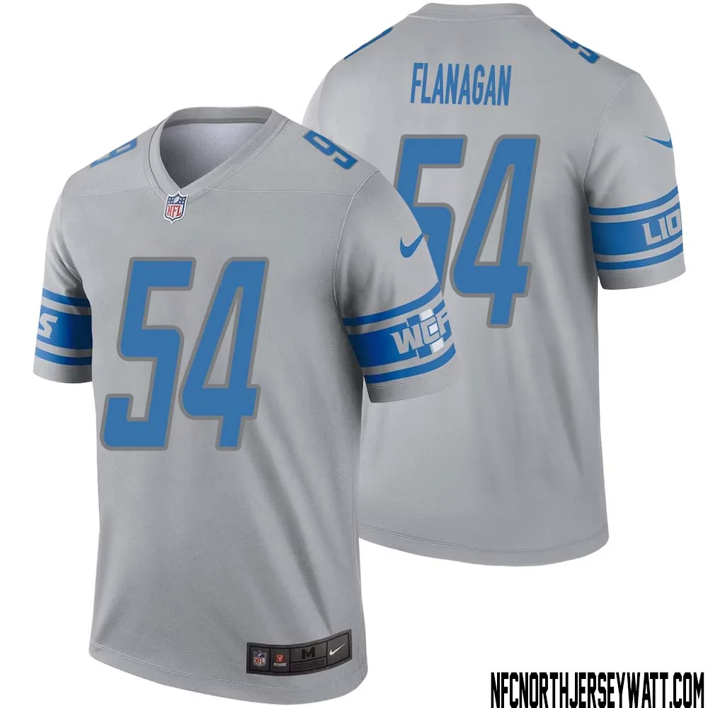 Ed Flanagan No 54 Men Gray Detroit Lions Inverted Legend Jersey 1