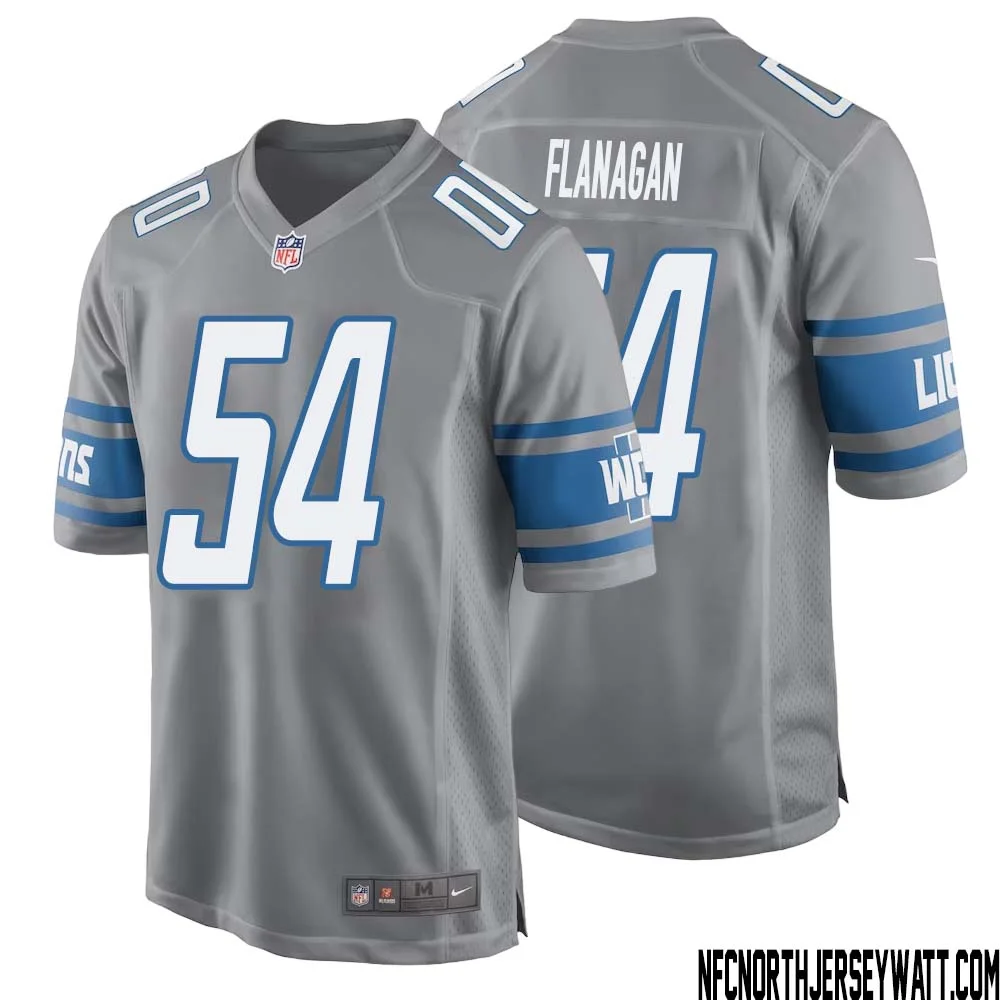Ed Flanagan No 54 Men Gray Detroit Lions Player Alternate Game Jersey 1