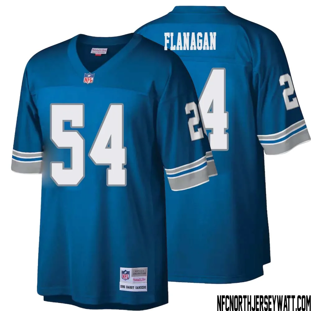 Ed Flanagan No 54 Men Mitchell Ness Blue Detroit Lions Legacy Replica Jersey