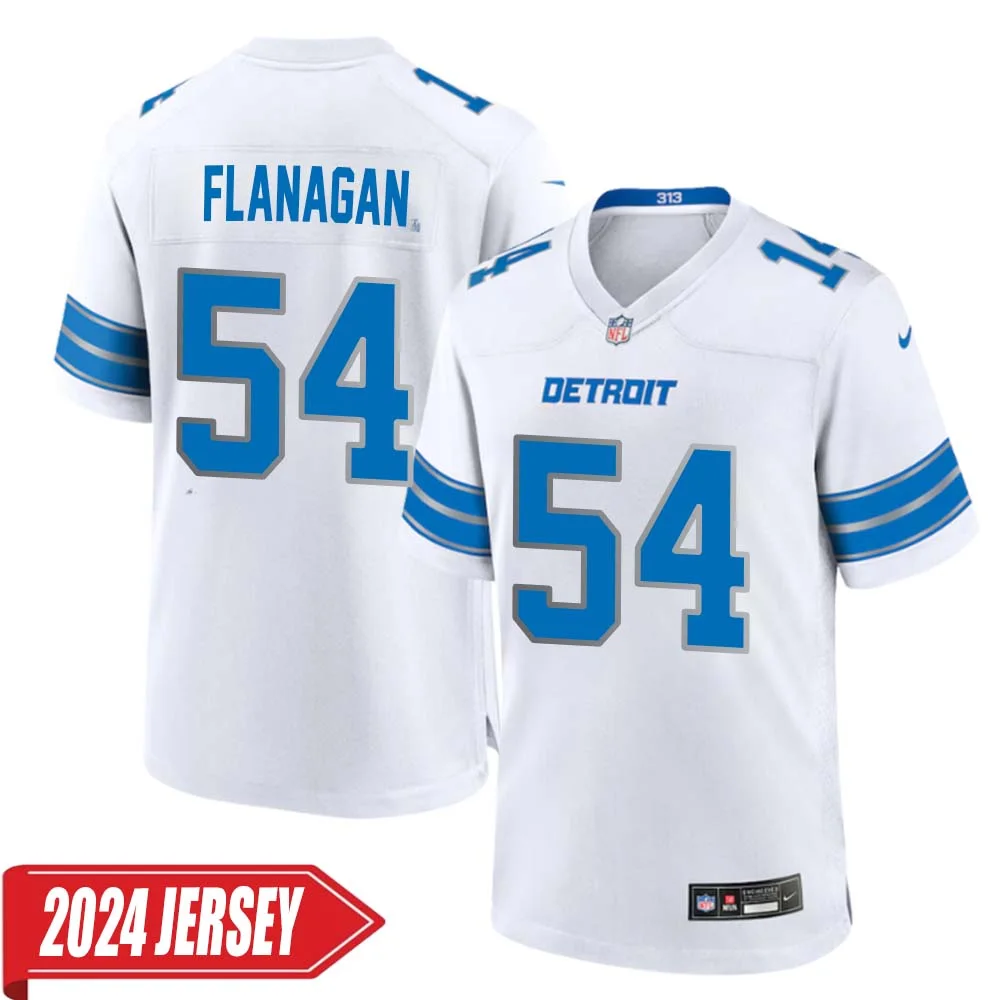 Ed Flanagan No 54 Men s Detroit Lions Away Game 2024 Jersey White