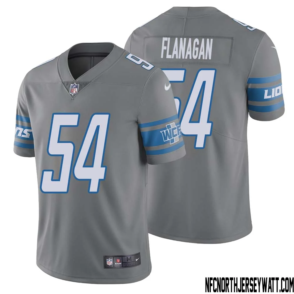 Ed Flanagan No 54 Men Steel Detroit Lions Vapor Untouchable Color Rush Limited Player Jersey 1