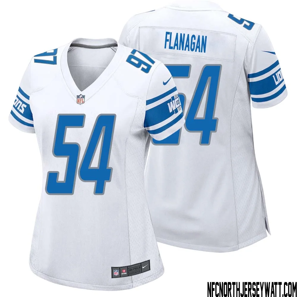 Ed Flanagan No 54 Women White Detroit Lions Player Away Game Jersey 1