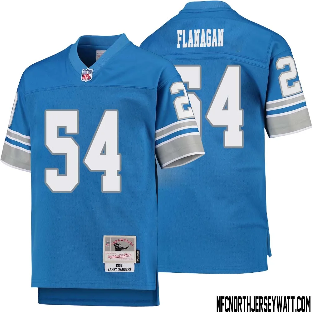 Ed Flanagan No 54 Youth Mitchell Ness Blue Detroit Lions 1996 Legacy Retired Player Jersey 1