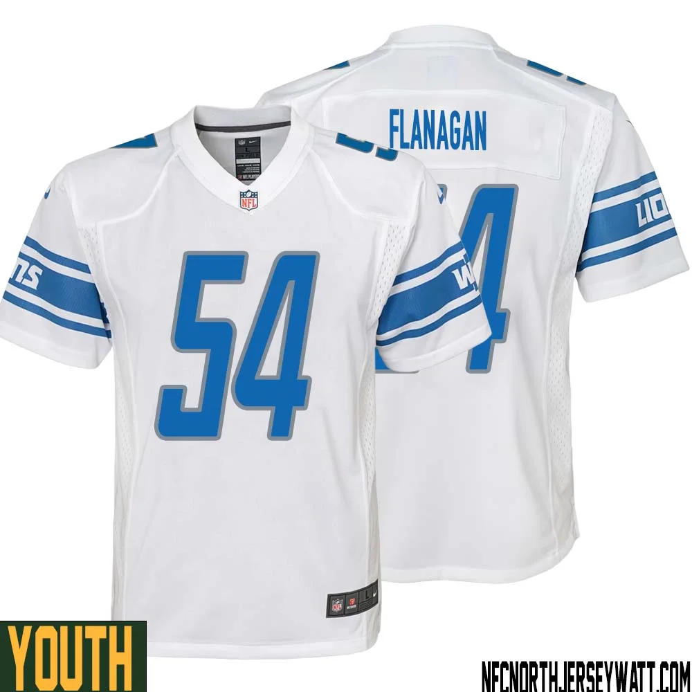 Ed Flanagan No 54 Youth White Detroit Lions Player Away Game Jersey