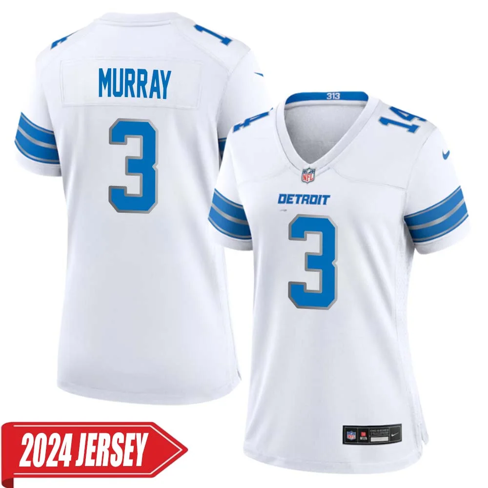 Eddie Murray No 3 Woman s Detroit Lions Away Game 2024 Jersey White