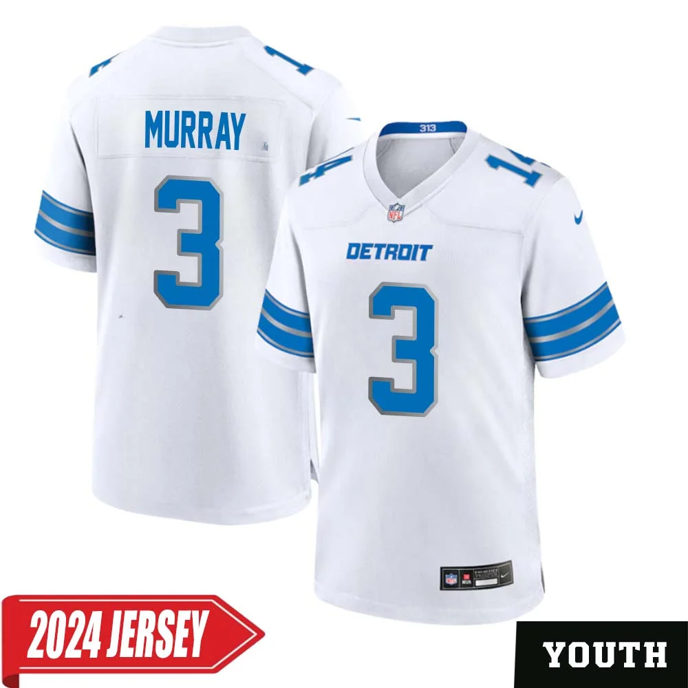 Eddie Murray No 3 Youth s Detroit Lions Away Game 2024 Jersey White