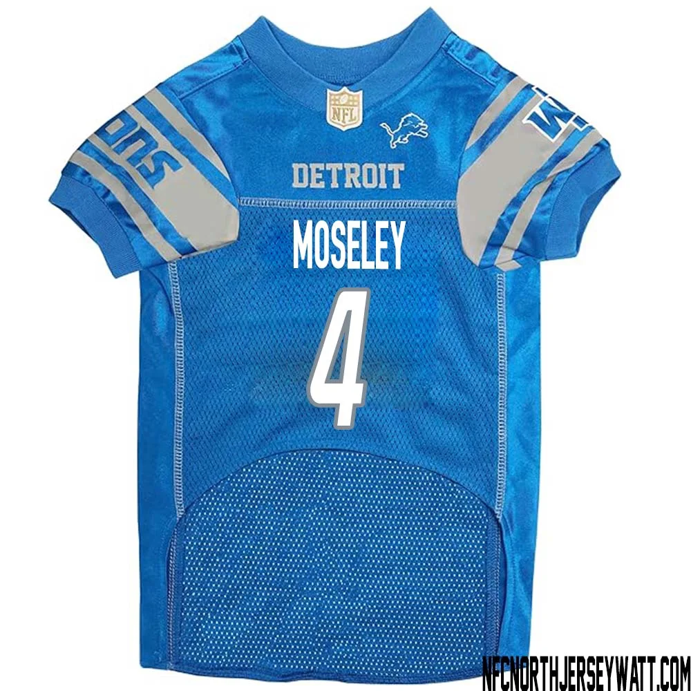 Emmanuel Moseley No 4 Blue Detroit Lions Dog Jersey 1