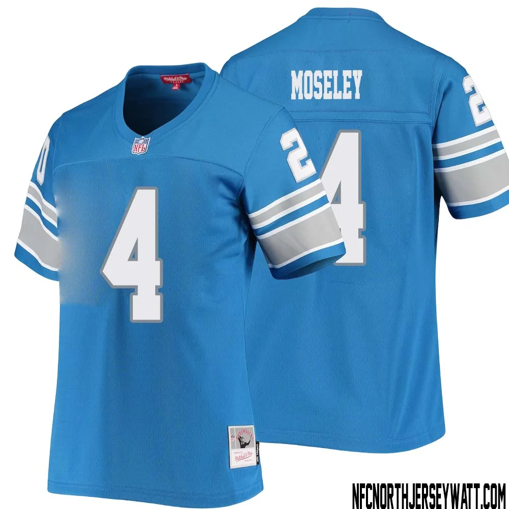 Emmanuel Moseley No 4 Women Mitchell Ness Blue Detroit Lions 1996 Legacy Replica Jersey 1