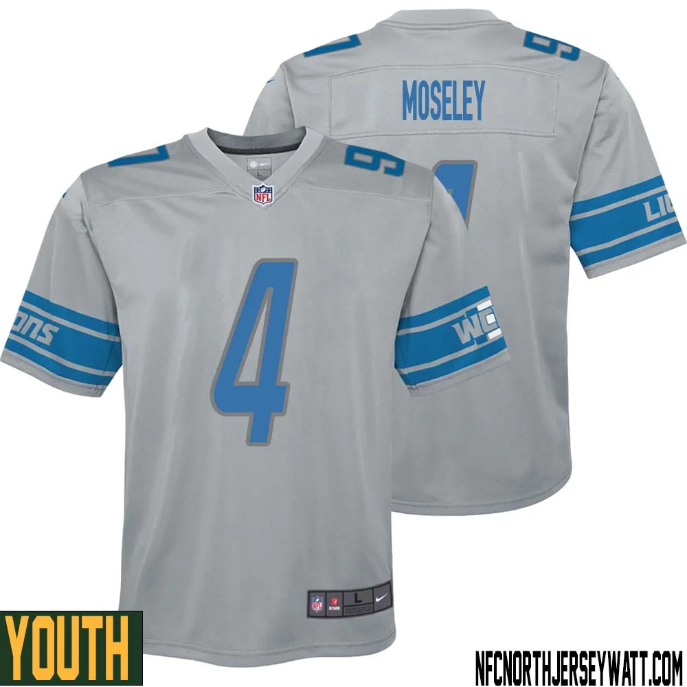 Emmanuel Moseley No 4 Youth Steel Detroit Lions Vapor Untouchable Color Rush Limited Player Jersey 1