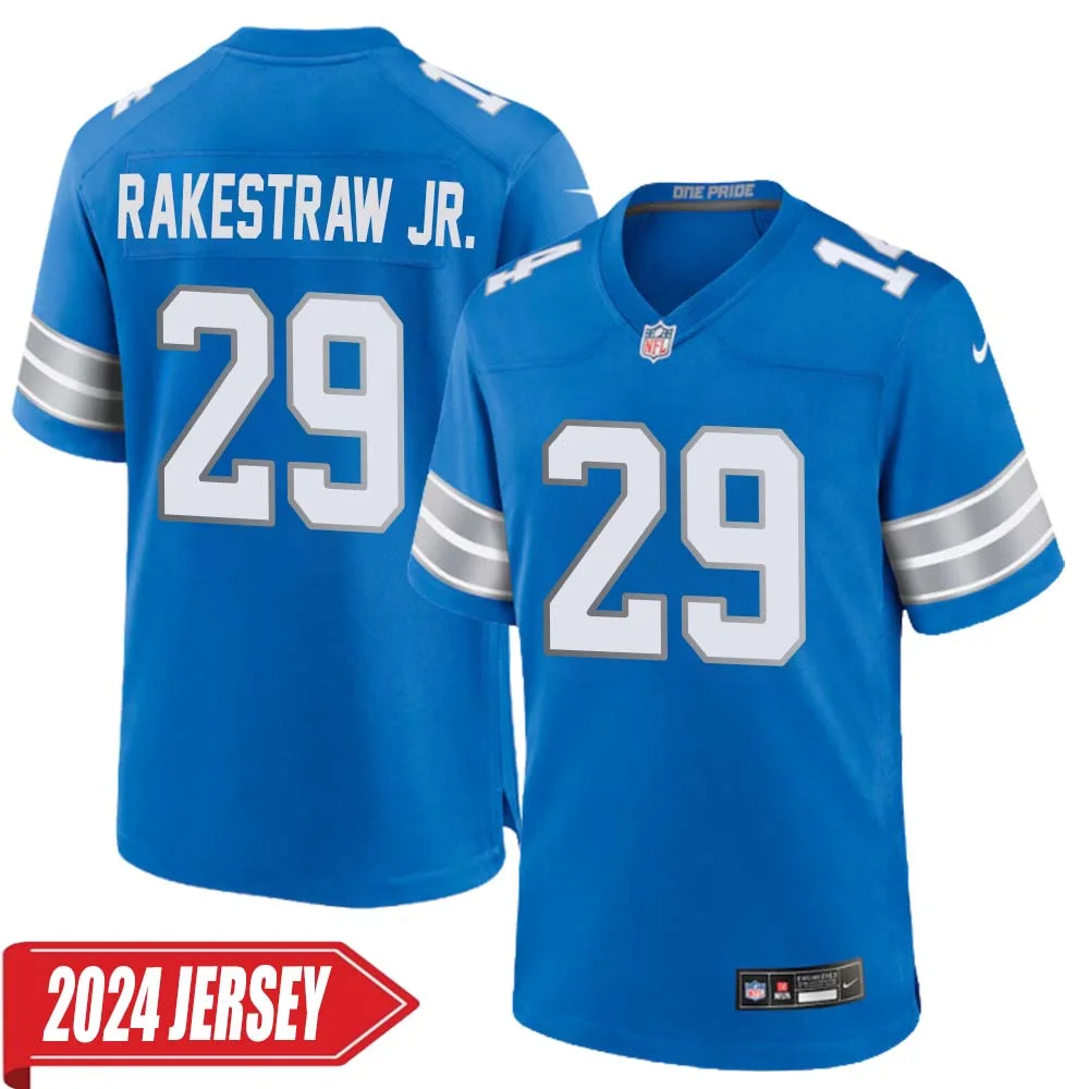 Ennis Rakestraw Jr. No 29 Men s Detroit Lions Home Game 2024 Jersey Blue