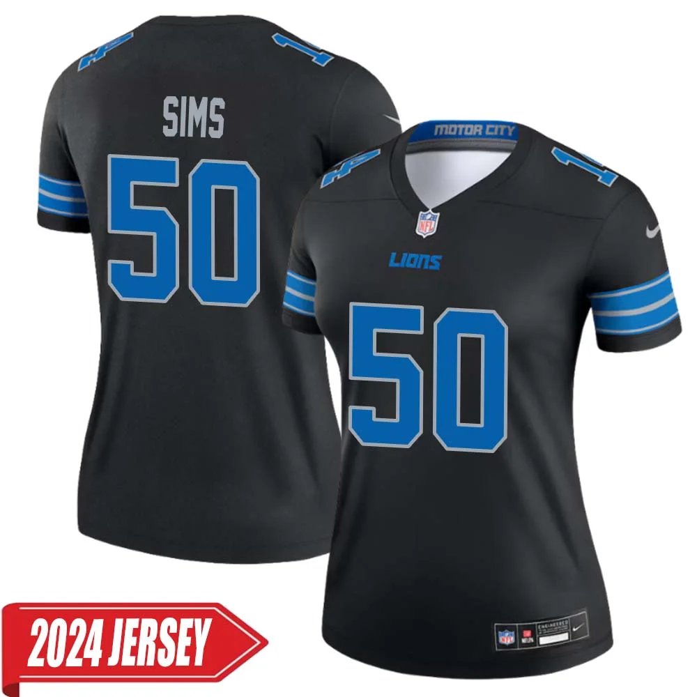 Ernie Sims No 50 Woman s Detroit Lions 2nd Alternate Vapor F.U.S.E. Limited 2024 Jersey Black