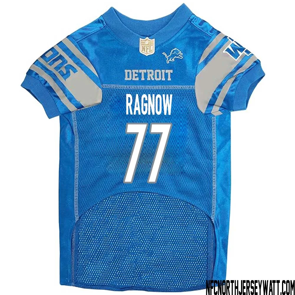Frank Ragnow No 77 Blue Detroit Lions Dog Jersey 1