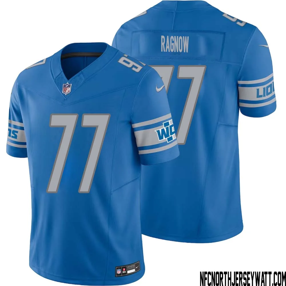 Frank Ragnow No 77 Men Blue Detroit Lions Vapor F.U.S.E. Limited Jersey 1