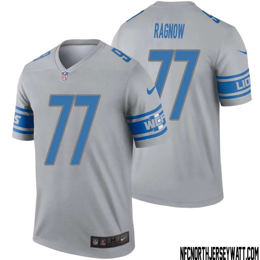 Frank Ragnow No 77 Men Gray Detroit Lions Inverted Legend Jersey 1