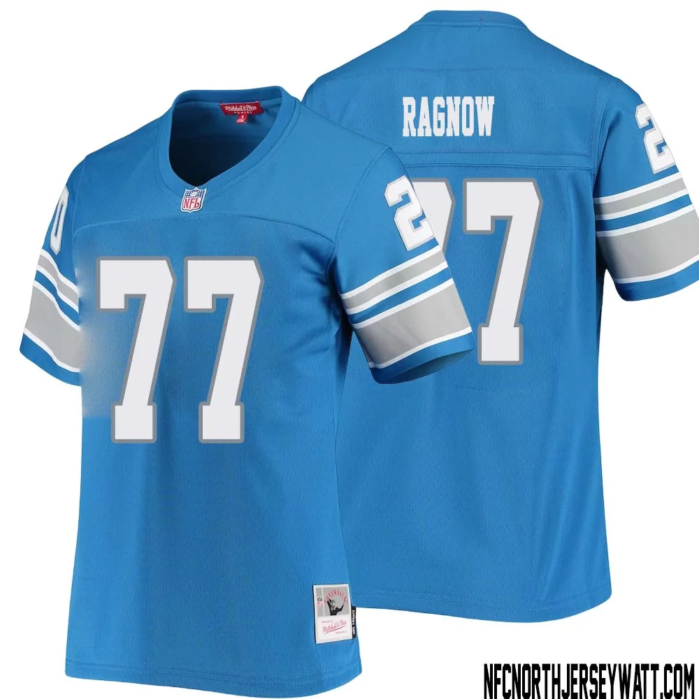 Frank Ragnow No 77 Women Mitchell Ness Blue Detroit Lions 1996 Legacy Replica Jersey