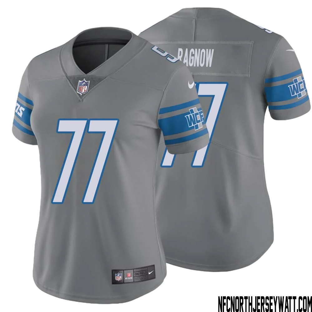 Frank Ragnow No 77 Women Steel Detroit Lions Vapor Untouchable Color Rush Limited Player Jersey 1