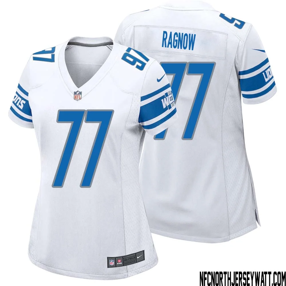 Frank Ragnow No 77 Women White Detroit Lions Player Away Game Jersey 1