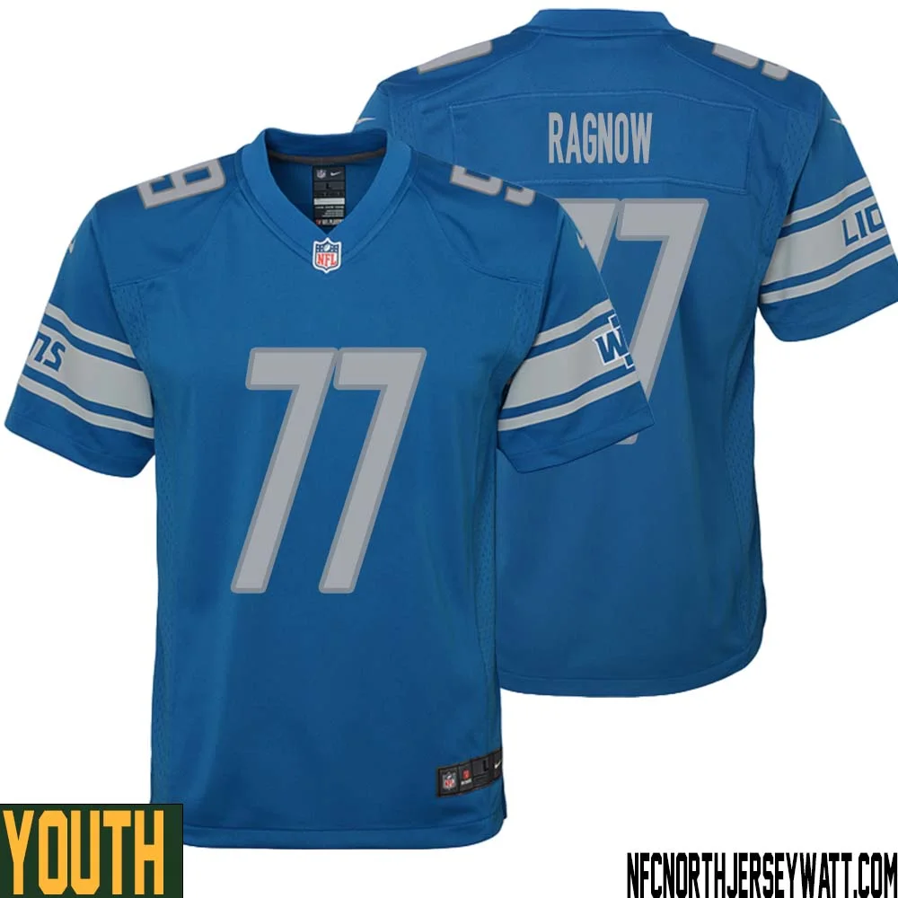 Frank Ragnow No 77 Youth Blue Detroit Lions Player Home Game Jersey