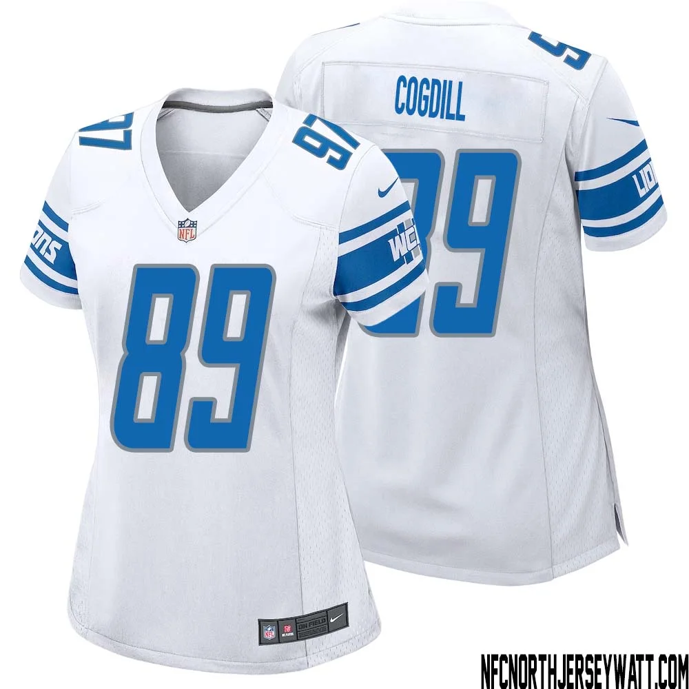 Gail Cogdill No 89 Women White Detroit Lions Player Away Game Jersey 1