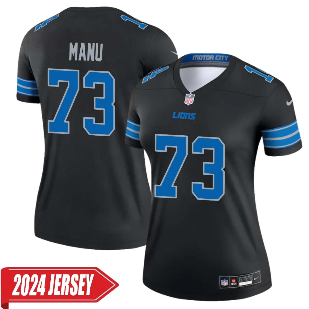 Giovanni Manu No 73 Woman s Detroit Lions 2nd Alternate Vapor F.U.S.E. Limited 2024 Jersey Black