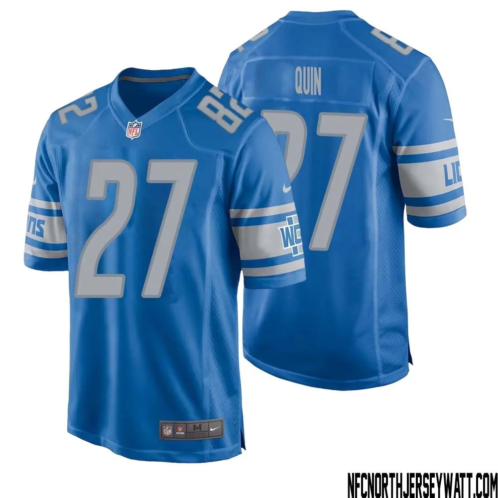 Glover Quin No 27 Men Blue Detroit Lions Player Home Game Jersey