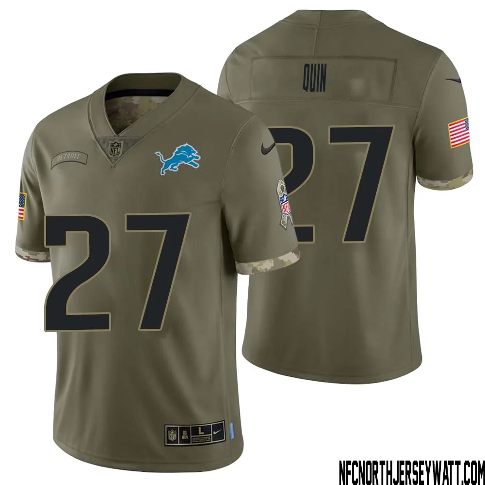 Glover Quin No 27 Men Olive Detroit Lions 2022 Salute To Service Retired Player Limited Jersey