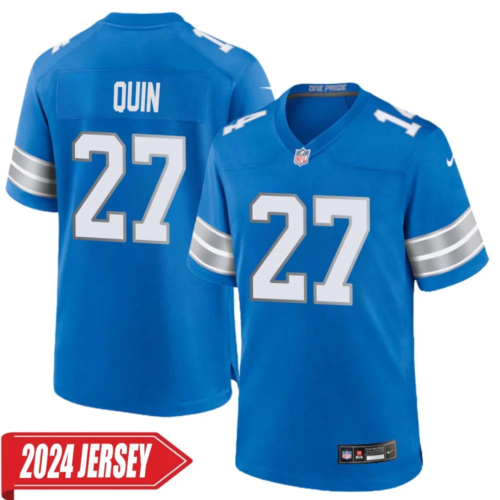 Glover Quin No 27 Men s Detroit Lions Home Game 2024 Jersey Blue