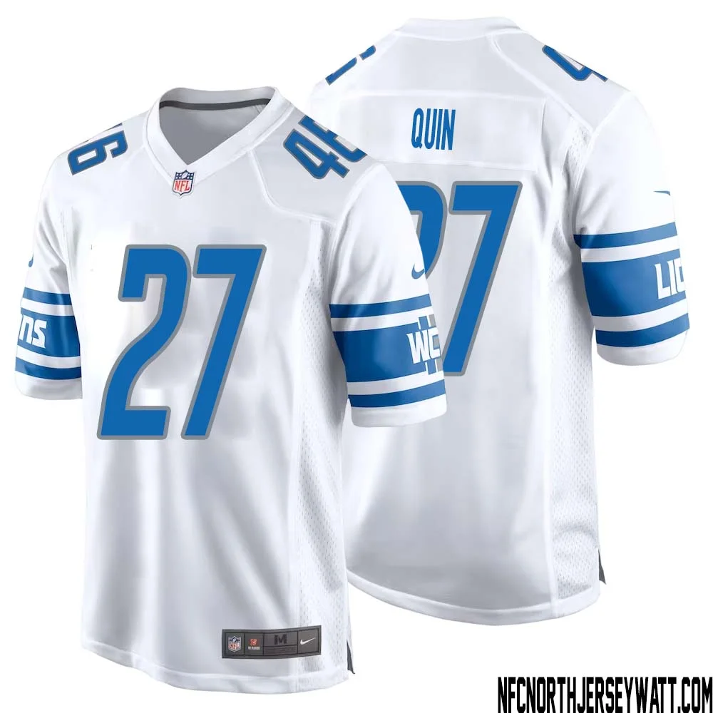 Glover Quin No 27 Men White Detroit Lions Player Away Game Jersey