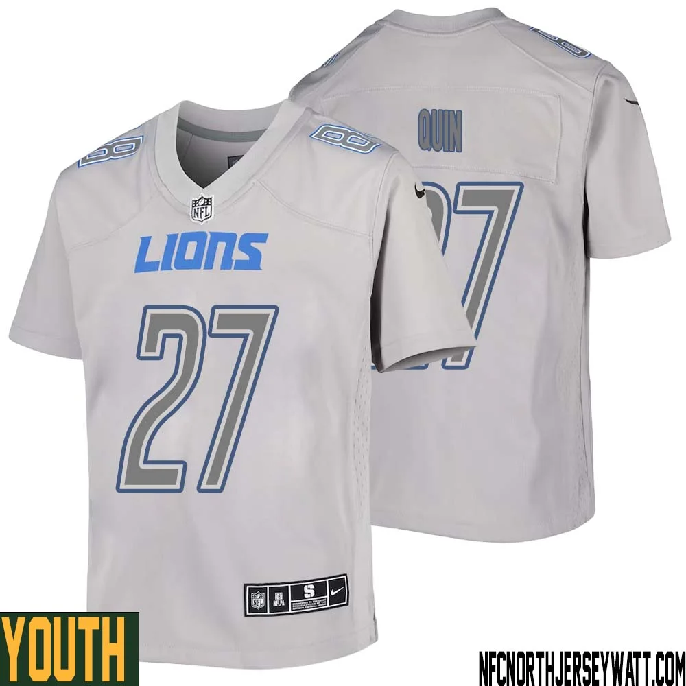 Glover Quin No 27 Youth Gray Detroit Lions Atmosphere Fashion Game Jersey