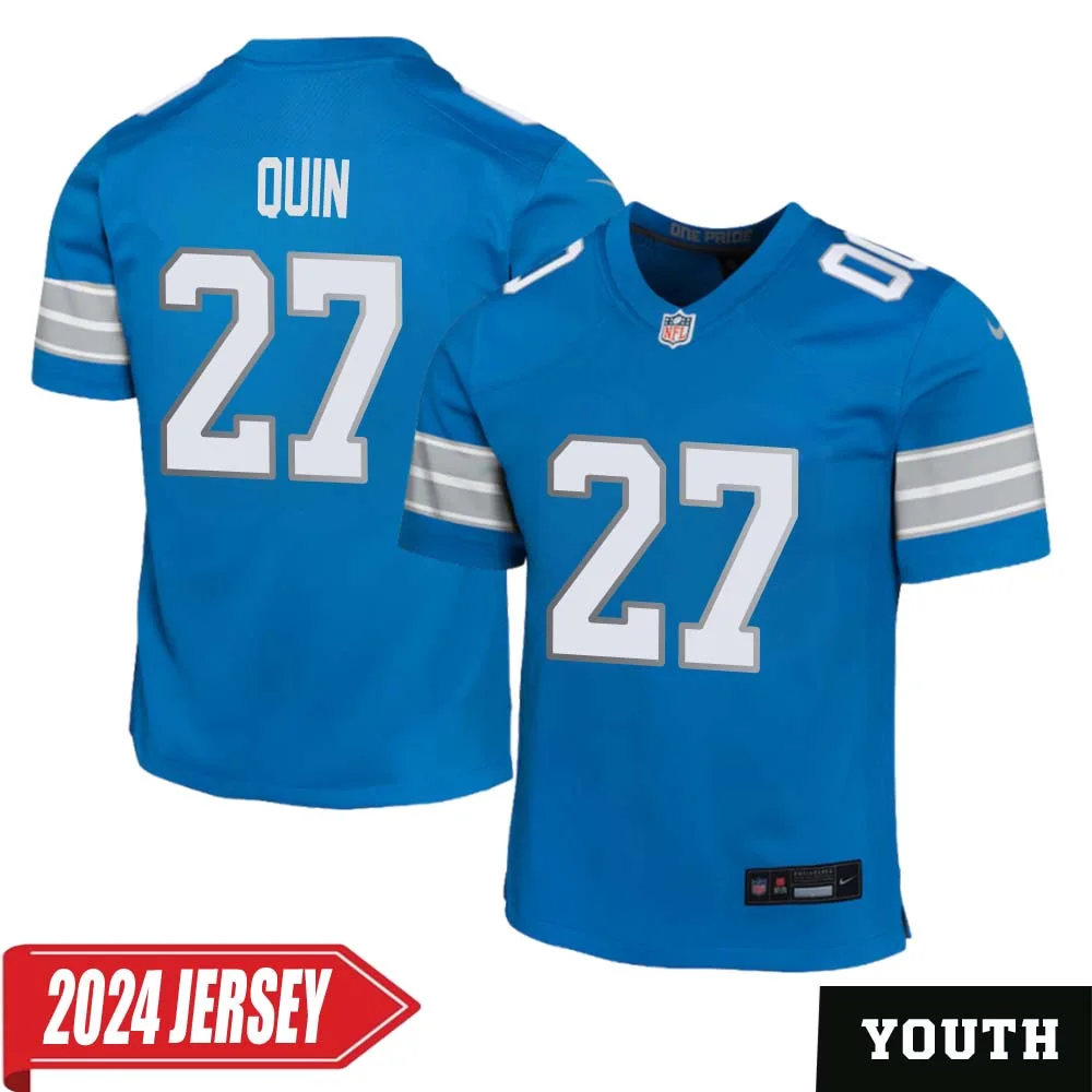 Glover Quin No 27 Youth s Detroit Lions Home Game 2024 Jersey Blue