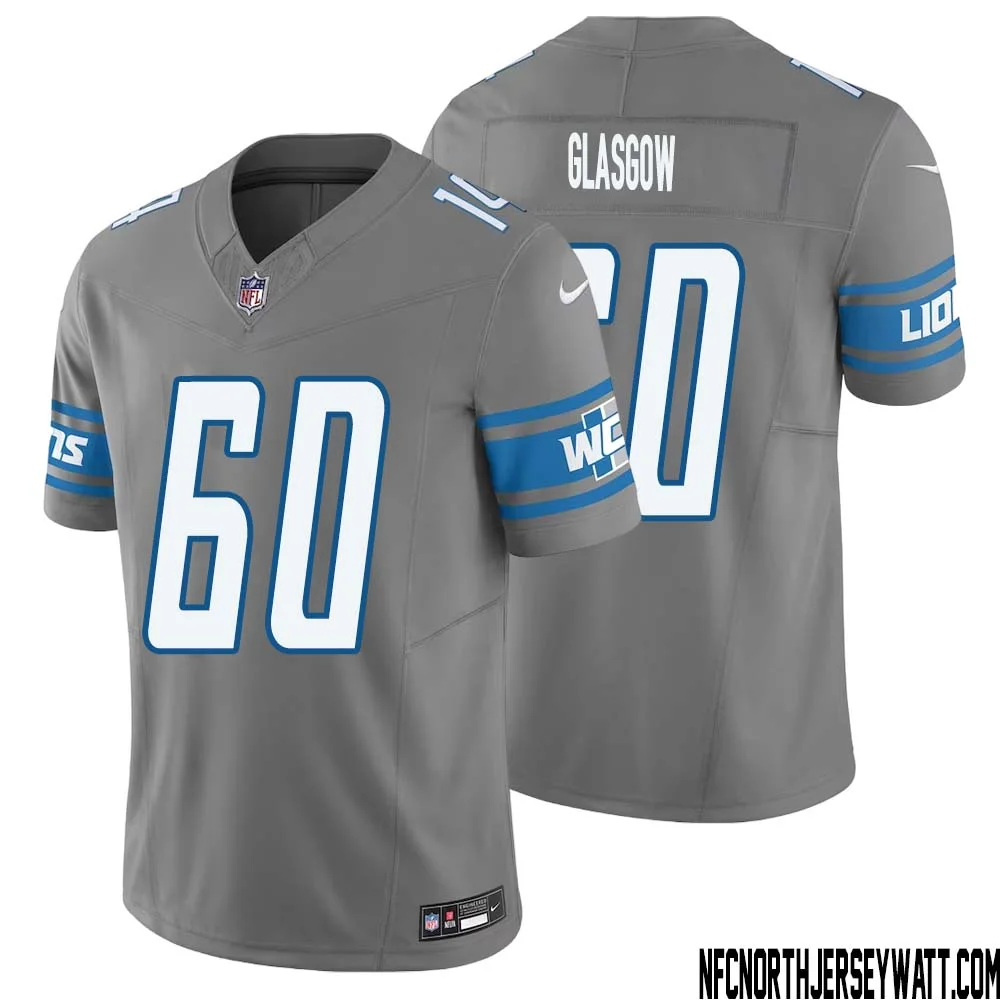 Graham Glasgow No 60 Men Detroit Lions Vapor F.U.S.E. Limited Jersey Silver 1
