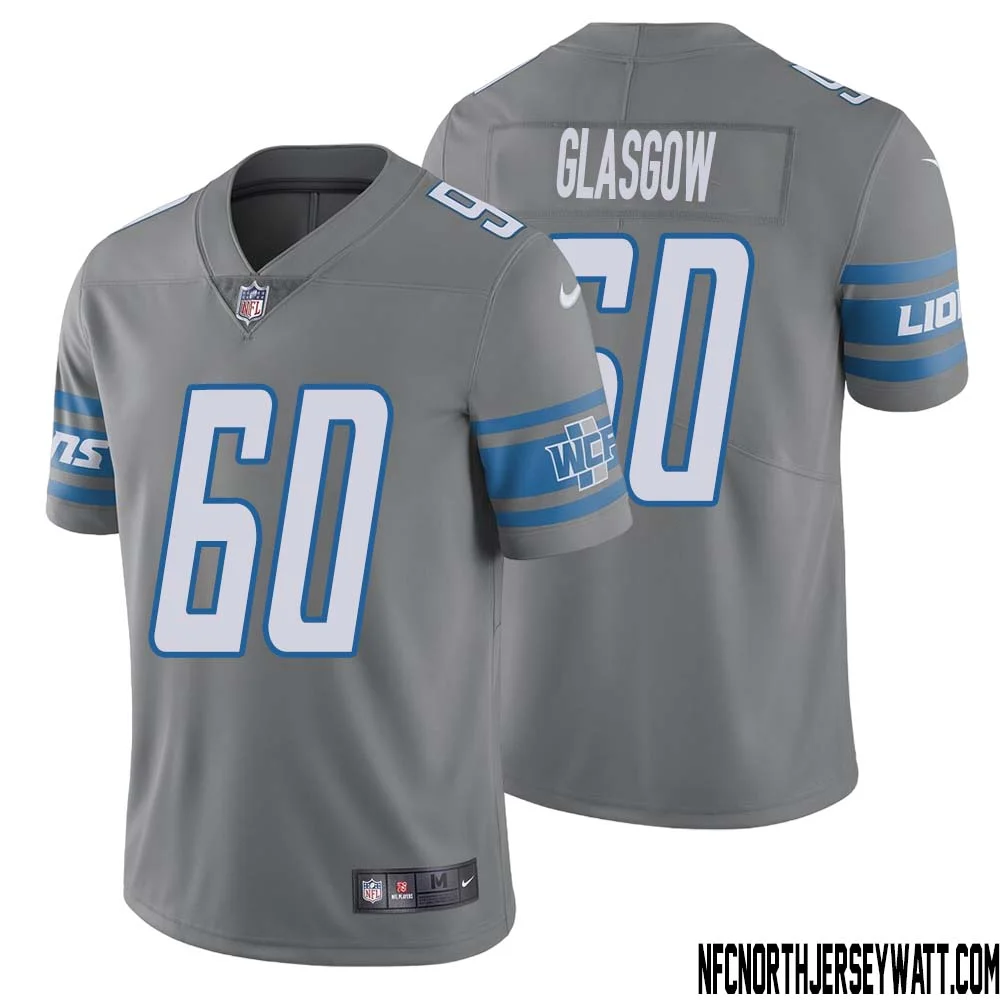 Graham Glasgow No 60 Men Steel Detroit Lions Vapor Untouchable Color Rush Limited Player Jersey