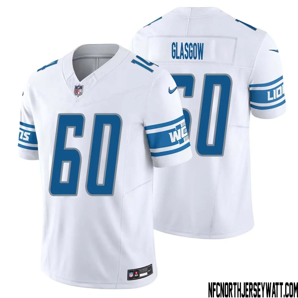 Graham Glasgow No 60 Men White Detroit Lions Vapor F.U.S.E. Limited Jersey