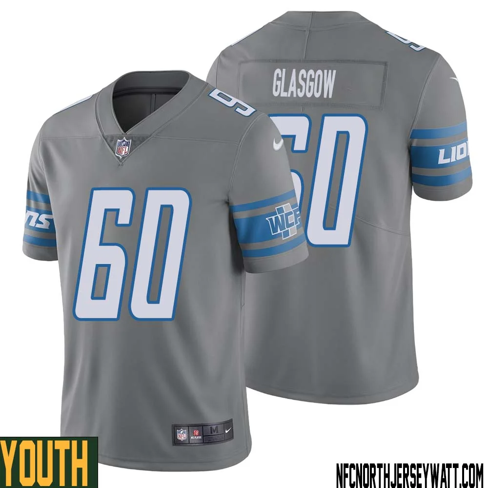 Graham Glasgow No 60 Youth Gray Detroit Lions Inverted Legend Jersey