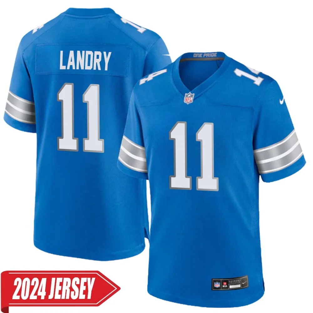Greg Landry No 11 Men s Detroit Lions Home Game 2024 Jersey Blue