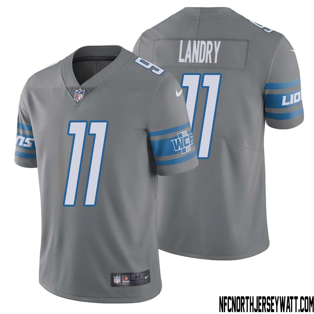 Greg Landry No 11 Men Steel Detroit Lions Vapor Untouchable Color Rush Limited Player Jersey