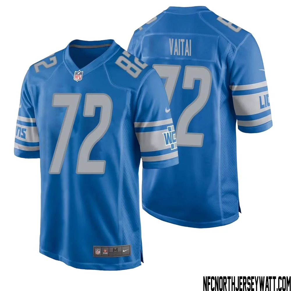 Halapoulivaati Vaitai No 72 Men Blue Detroit Lions Player Home Game Jersey