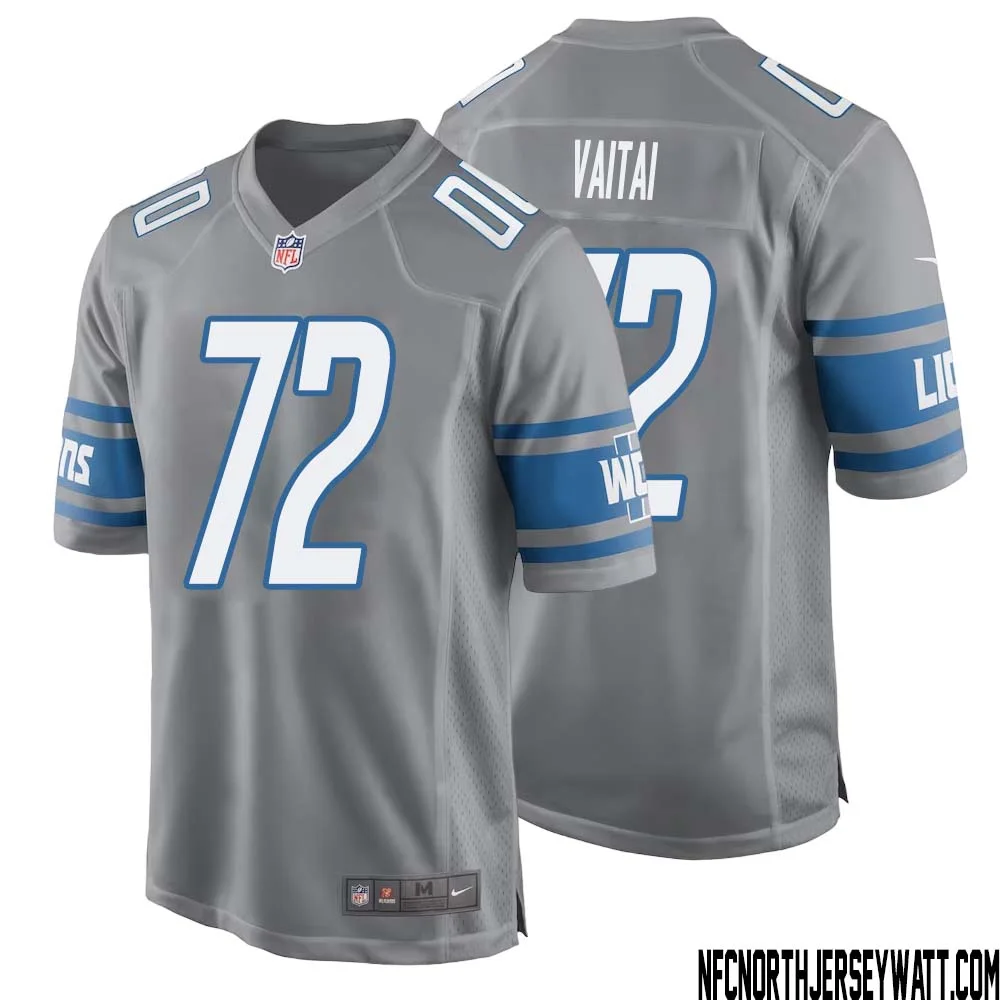 Halapoulivaati Vaitai No 72 Men Gray Detroit Lions Player Alternate Game Jersey 1