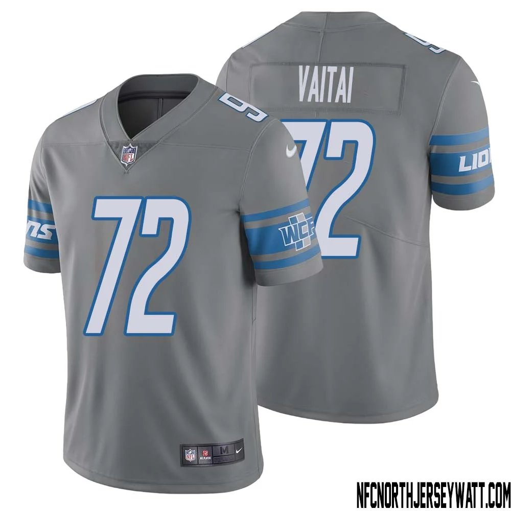 Halapoulivaati Vaitai No 72 Men Steel Detroit Lions Vapor Untouchable Color Rush Limited Player Jersey