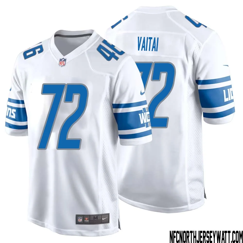 Halapoulivaati Vaitai No 72 Men White Detroit Lions Player Away Game Jersey