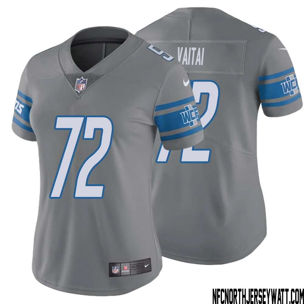 Halapoulivaati Vaitai No 72 Women Steel Detroit Lions Vapor Untouchable Color Rush Limited Player Jersey