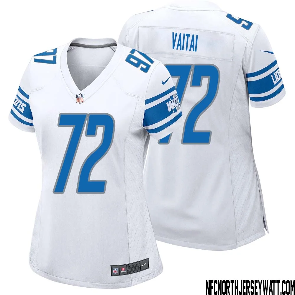 Halapoulivaati Vaitai No 72 Women White Detroit Lions Player Away Game Jersey 1
