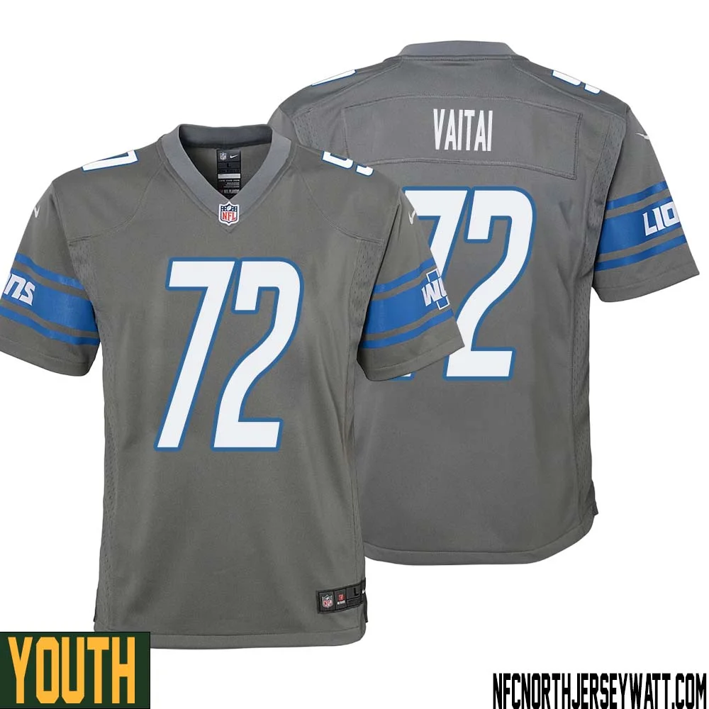 Halapoulivaati Vaitai No 72 Youth Gray Detroit Lions Player Alternate Game Jersey 1